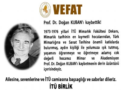 Prof. Dr. Doğan KUBAN’ı kaybettik