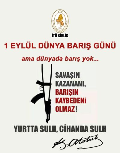 1 Eylül dünya barış günü kutlu olsun