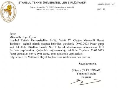 27.Dönem Mütevelli Heyet Çağrısı