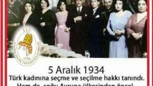 5 Aralık Türk Kadınına Seçme ve Seçilme Hakkı Verilmesinin 83. Yılı Kutlu Olsun