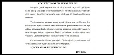 Çocuk istismarına sen de dur de